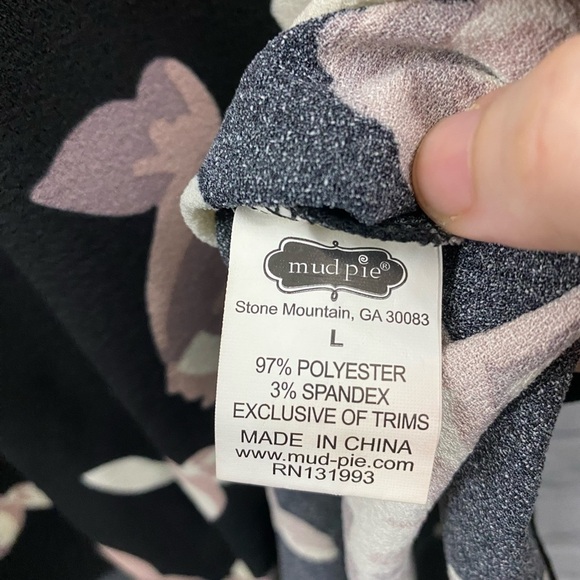 Mud Pie Floral Long-Sleeve Shirt Dress Lace-Up Neckline Womens Size Large - Picture 5 of 9